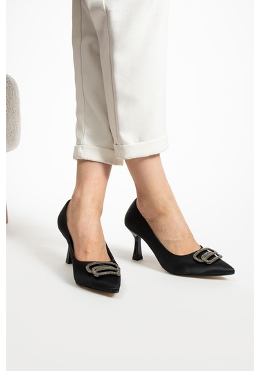 Paris Shoes Paris Siyah Saten Topuklu Ayakkabı A741-siyah Siyah