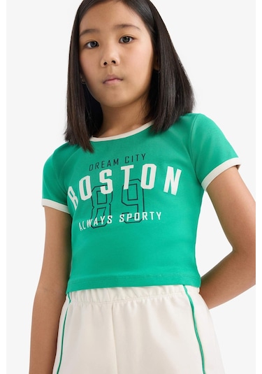 DeFacto Kız Çocuk 2'li Takım Fitilli Kaşkorse Baskılı Kısa Kollu Tişört Beli Lastikli Şort E4756A825HSGN227 Yeşil DeFacto Kız Çocuk 2'li Takım Fitilli Kaşkorse Baskılı Kısa Kollu Tişört Beli Lastikli Şort E4756A825HSGN227 Yeşil