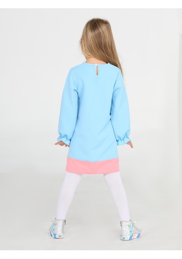 Ceylan Mint Pembe Dokuma Poly Kız Elbise-mint Mint