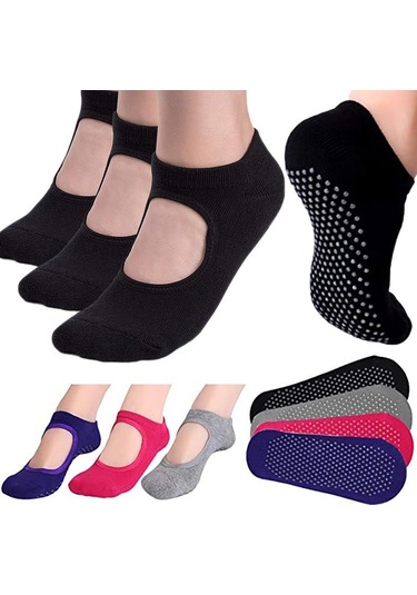 Gri Kadınlar İçin Yoga Çorap Moda Kaymaz Çorap Bale Pilates Dans Ev Kat Çorap