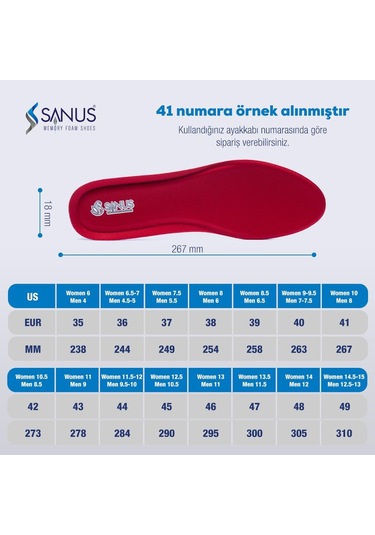 Sanus 100 Model Memory Foam Topuk Dikeni Hava Yastıklı Ortopedik Tabanlık