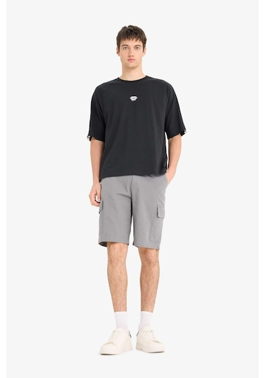 Defacto %100 Pamuk Regular Kargo Cepli Bermuda Şort E1708ax25smgr206 Gri