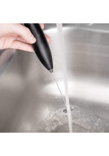 Kangvka Stantlı Elden Süt Köpürtücü - Modern Minimalist Kupa Filtreli Kahve Çay Aleti Beyaz/siyah Siyah