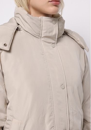 Colins Regular Fit Kapüşonlu Fermuarlı Astarlı Çıkarılabilir Kapüşonlu Kadın Bej Mont Cl1076419 Q1.v1 Beı Bej