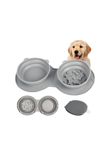 Mikopet Katlanabilir İkili Mama Ve Su Kabı