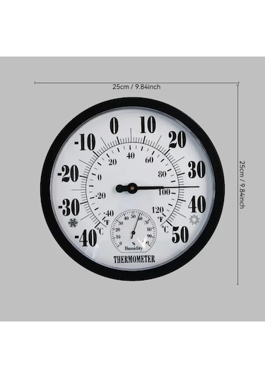 Topshop1 Th9250p3 Bwc 25 Cm Siyah Higrometre Termometre Kalın Avrupa Kadranı Doğru Sıcaklık Nem Ölçer Ev Ofis İç Mekan Akrilik Tasarım
