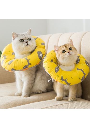 Kedi Su Geçirmez Yumuşak Tasma, Ameliyat Sonrası Kedi Ve Köpek Koruma Tasması Sarı Kedi-l Beden