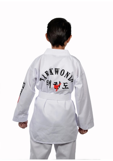 Haşado Taekwondo Beyaz Yaka Fitilli Acemi Elbise Beyaz