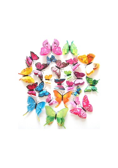 Xiyyadms 12 Adet Çift Katlı 3d Kanatlı Pvc Kelebek Duvar Sticker Seti - Doğal Dekor, Kolay Yapıştır, Çeşitli Renkler Ve Mekanlar İçin Sarı