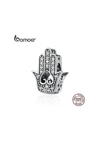 Novahub Bamoer Otantik 925 Ayar Gümüş Iyi Şanslar Fatima El Charms Fit 3mm Bilezik Ve Kolye Dıy Takı Gümüş