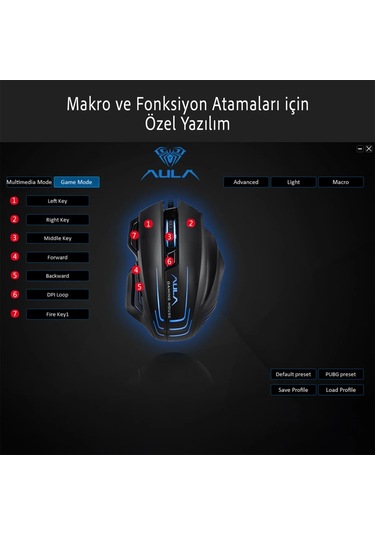 Aula S18 6400 Dpı 1000hz Siyah Kablolu Gaming Mouse Diğer