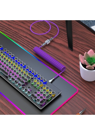 Maiyame Hxsj Usb'den Type-c Klavye Sarmal Kablo Çıkarılabilir Mekanik Klavye Sarmal Kablo Metal Ha