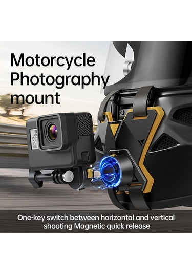Vkemall Gopro Uyumlu Manyetik Motorcu Kaskı Çene Kayışı - Hızlı Çıkarılabilir Hareketli Kamera Sabitleyici Çok Renkli