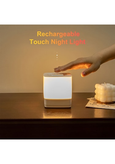 Yaozixia Şarj Edilebilir Dokunmatik Gece Lambası Yatak Odası Uyku Sıcak Işık Ortam Işığı Diğer