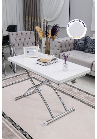 Juppo Üst Tabla Mdf Beyaz Oval Köşe Alt Krom Dışa K