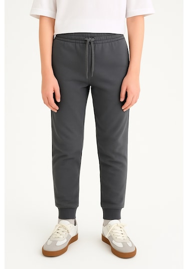Erkek Çocuk Basic Jogger Paça Okul Eşofman Altı Ak-2350 Füme