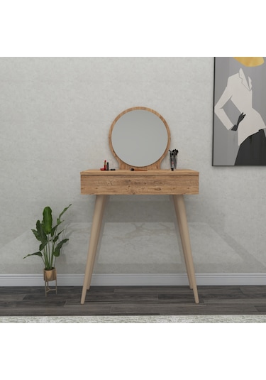 Arnetti Siena Makyaj Masası Aynalı Ahşap Ayaklı Atlantik Çam