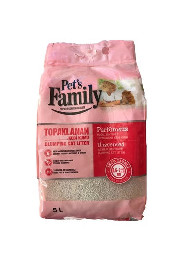 Pet's Family Parfümsüz Doğal Topaklaşan İnce Bentonit Kedi Kumu 5 L