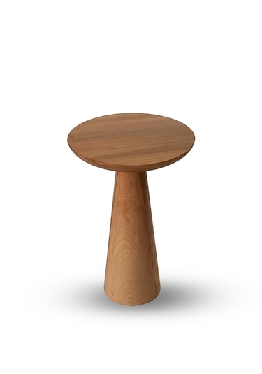 Tekli Zigon Mantar Sehpa Mushroom Masif Ahşap Modern Yan Sehpa Siyah