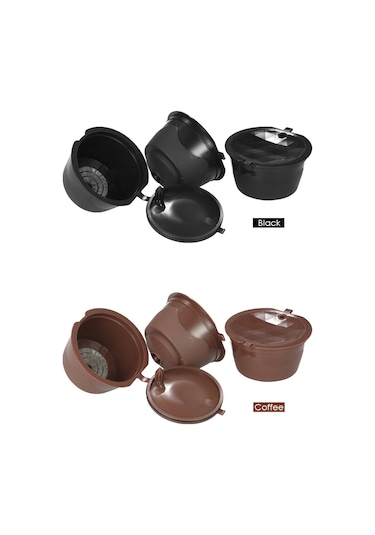 Mufunye 3 Adet Tekrarlı Kullanım Dolce Gusto Kahve Kapsülü Seti Kahverengi - Yemek Grubu Pp+304 Paslanmaz Çelik - Kaşık Ve Fırça İçerir Diğer