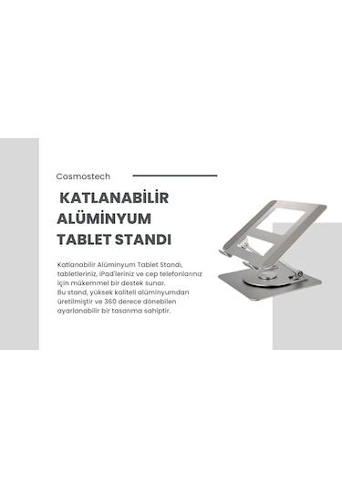 Cosmostech Masaüstü Tablet Pc Standı 360 Ayarlı Alüminyum Alaşım