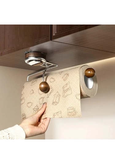 Ximistore9 Kahverengi Paslanmaz Çelik Raylı Raf - 29.8x9.3x13.9 Cm Boyutlu Duvar Rakımı Ahşap Rengi