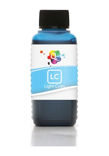 QC Epson L800 L805 L850 L1800 Uyumlu EKONOMİK Mürekkep 100ml LC Light Cyan Açık Mavi Dye