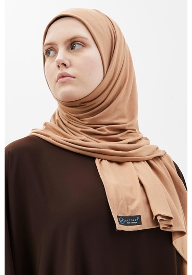 Tesettür Penye Şal Düz Camel