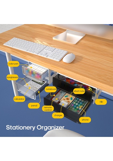 Masa Altı Görünmez Çekmece Kırtasiye Organizatör Yatakhane Beyaz Beyaz