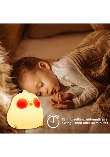 Tavuk Gece Lambası Silikon Civciv Yatak Başucu Bebek Lambası Renk Değiştiren Gece Lambası Bebek Kız Erkek Kadın Yatak Odası Dekoru