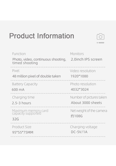 Torima S8 Taşınabilir 1080p Dijital Video Kayıt Fotoğraf Çocuk Kamerası 2.0 Inç Ips Ekran Mavi