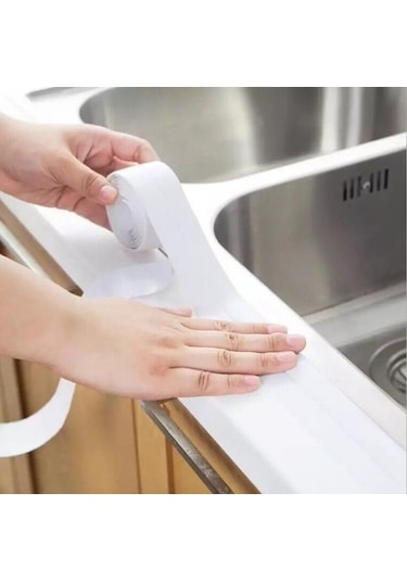 Beyaz Lavabo Banyo Sızdırmazlık Şeridi Bant Beyaz Pvc Kendinden Yapışkanlı Su Geçirmez Duvar Sticker Banyo Mutfak İçin 2.2cm X 330cm