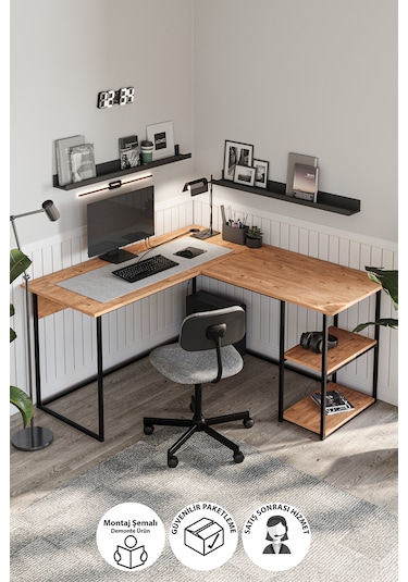 Bofigo Çalışma Masası Ofis Masası Köşe Masa Bilgisayar Masası Odin 7 Çam