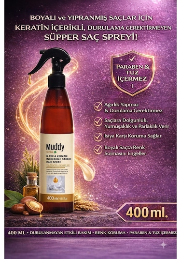 Muddy B-Tox & Keratin Onarıcı Acil Bakım Saç Spreyi 400 ML