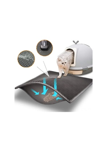 Geeroyoo Büyük Boy Su Geçirmez Eva Kedi Kumu Pedi - 55x75 Cm, Gri, Kolay Temizlenir Ve Zemini Korur