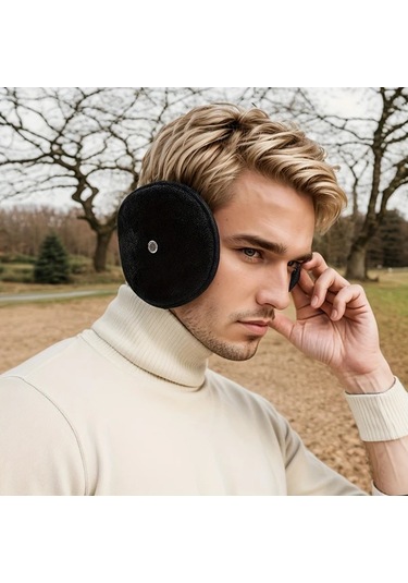 Primepickings Siyah 2'li Kulaklık Seti, Kadın Ve Erkekler İçin Kışlık Sıcak Tutucu Kulak Koruyucu