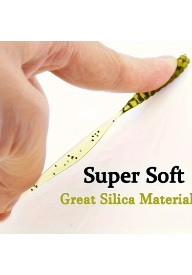 Fochsia 100 Adet 2.36 İnç Rastgele Renk Yüksek Kalite Pvc Yumuşak Solucan Yem Kuyruklu Balık Olta