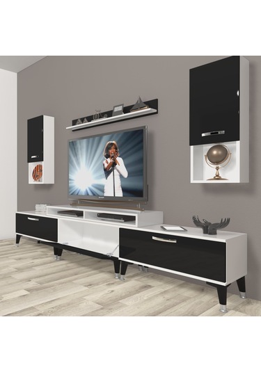Decoraktiv Ekoflex 270da Slm Silver Tv Ünitesi Tv Sehpası Beyaz - Siyah