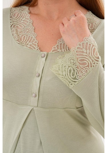 Mecit 6330 Yeşil Sabahlıklı Lohusa Pijama Takımı