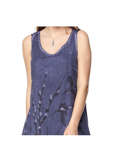Şile Bezi Indigo Kolsuz Doğa Elbise Mavi