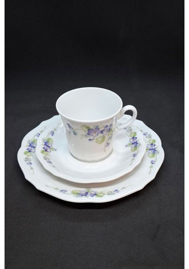 Röslau Menekşe Vintage Çay Fincanı 3 Parça 210 Ml Mor-beyaz