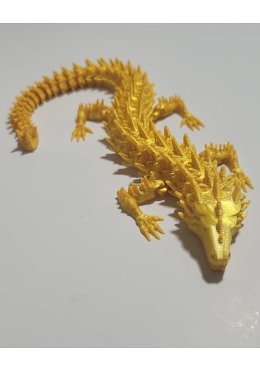 20 Cm 3d Baskı Altın Ejderha Figürü Eklemli Dragon Biblo Dekoratif Mitolojik Masaüstü Süs