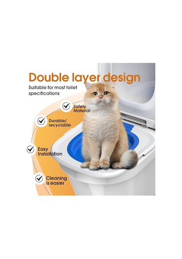 Maiyame Kedi Tuvalet Eğitici Seti - Çok Katlı Çıkarılabilir Yeniden Kullanılabilir Kedi Kuru Kumu Tepsisi - Toilet Eğitimi İçin Mavi Abs Eğitici Aracı