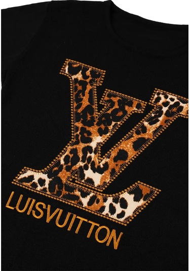 Kadın Siyah Luisvuitton Uzun Kollu Triko Elbise Siyah