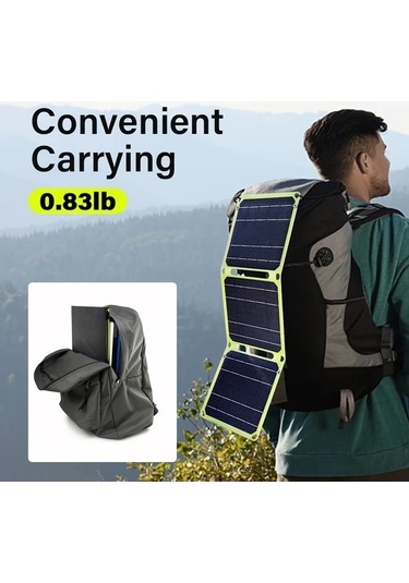 Fastbuy Güneş Panelli Şarj Cihazı - 5v-12v Katlanır, Pd/qc3.0, Kamp/hiking İçin