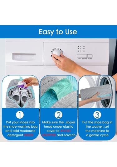 Bosphorusboutique02 Springsun Gri Renkli 2'li Çamaşır Makinesi Çanta Seti: Dayanıklı Ayakkabı Yıkama Çantası Ve Ağ Desenli Giyim Koruması Gri