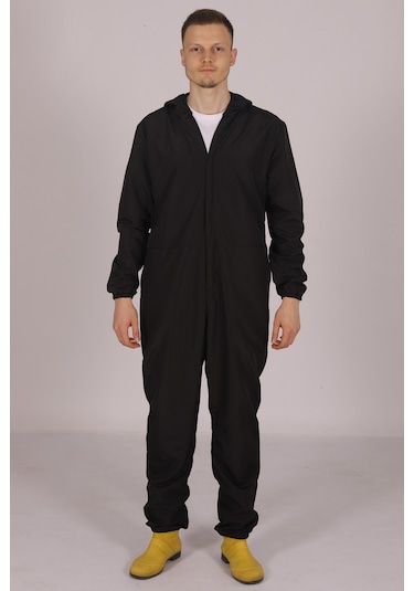 İşçi Tulumu  Yağmurluk Çiftçi Bahçıvan Kuaför Laboratuvar Sıvı Geçirmez Terletmez Kumaş Siyah