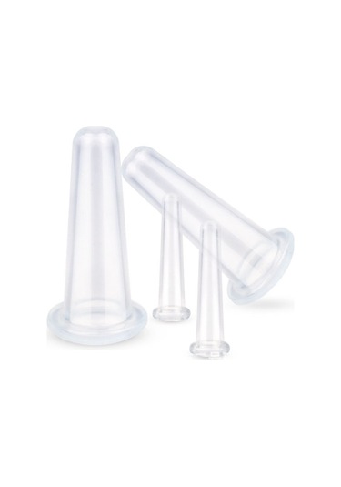 Moveevo "2 Büyük 2 Küçük Gıda Sınıfı Silikon Yüz Masaj Kupası - Nem Alma Ve Cilt Bakımı İçin" Beyaz