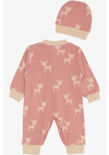 Breeze Kız Bebek Tulum Sevimli Ceylancık Desenli 0 3 Ay 6 Ay, Gülkurusu Gülkurusu