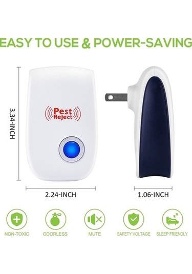 Fortunelane Ev, Ofis, Beyaz Ultrasonik Sıçan, Mus, Ağaç Ağzı, Sinema Sinekleri Kovucu - Avrupa Standartı Filtreli Elektrikli Ciha